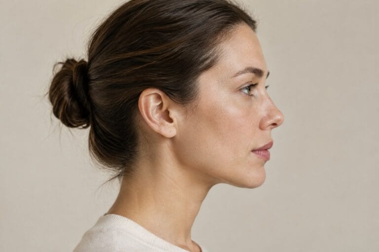 Side profile with a balanced chin and jawline, chin implant in Turkey