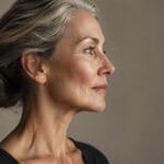 Mature woman's face in soft side light, deep plane versus SMAS facelift